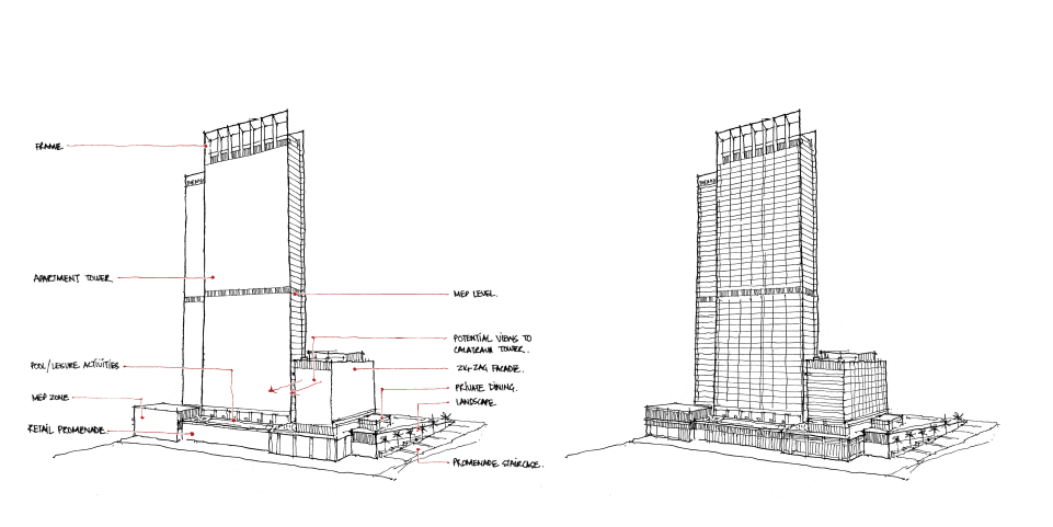 Detailed drawing of high rise tower